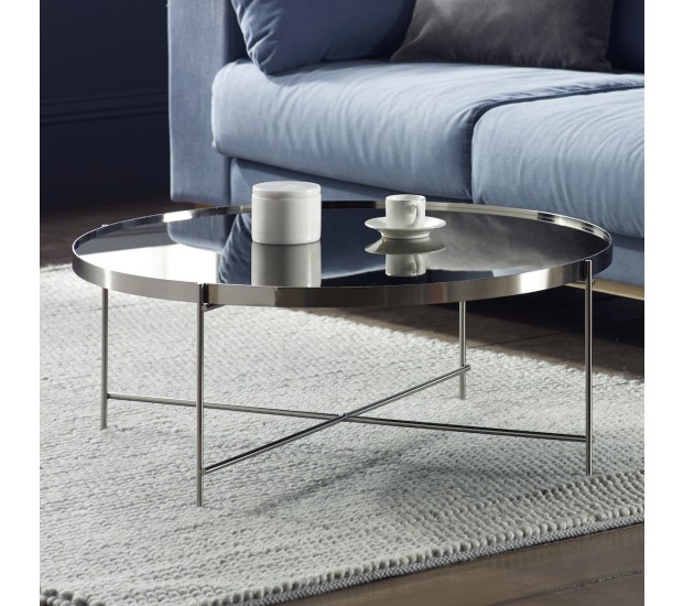 Oakland Chrome Round Coffee Table, Oakland Circular Chrome Coffee Table